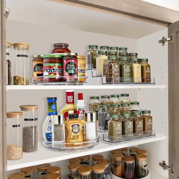 imageSorbus Pantry Spice organizer Set 3Tier Seasoning Organizer for Cabinet 2 Pack and Lazy Susan Spice Rack Turntable 9Inch Spice Organization for Cabinet Condiment Organizer Pantry ampamp Refrigerator3Tiered Organizer Set