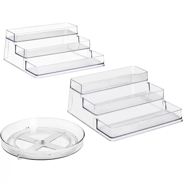 imageSorbus Pantry Spice organizer Set 3Tier Seasoning Organizer for Cabinet 2 Pack and Lazy Susan Spice Rack Turntable 9Inch Spice Organization for Cabinet Condiment Organizer Pantry ampamp Refrigerator3Tier Organizers  Lazy Susan