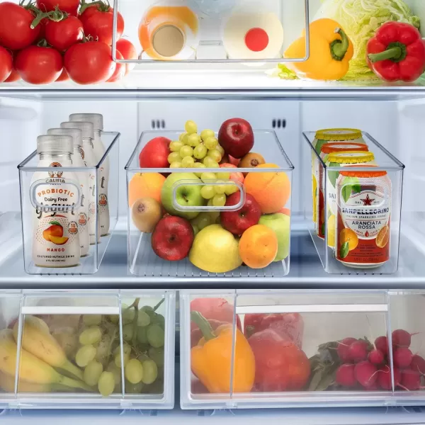 imageSorbus Plastic Storage Bins Clear Pantry Organizer Box Bin Containers for Organizing Kitchen Fridge Food Snack Pantry Cabinet Fruit Vegetables Bathroom Supplies 3Piece Set