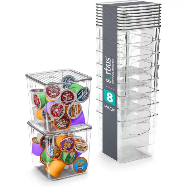 imageSorbus Small Plastic K Cup Storage Bins  Nespresso Pods Holder Vertuo Pod Holder Kitchen Organization Pantry Storage Fridge Organizer  K Cup Organizer for Nespresso Accessories 8 pack8 Pack