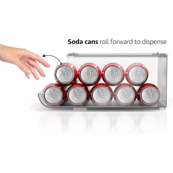 imageSorbus Soda Can Organizer for Counter Depth Refrigerator Stackable Can Holder Dispenser with Lid for Fridge Pantry Freezer  Holds 9 Cans Each BPAFree Clear Design 2PackStandard Can