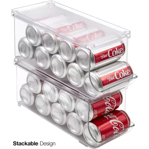 imageSorbus Soda Can Organizer for Counter Depth Refrigerator Stackable Can Holder Dispenser with Lid for Fridge Pantry Freezer  Holds 9 Cans Each BPAFree Clear Design 4PackStandard Can