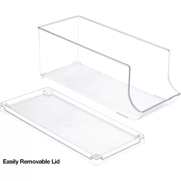 imageSorbus Soda Can Organizer for Counter Depth Refrigerator Stackable Can Holder Dispenser with Lid for Fridge Pantry Freezer  Holds 9 Cans Each BPAFree Clear Design 2PackStandard Can