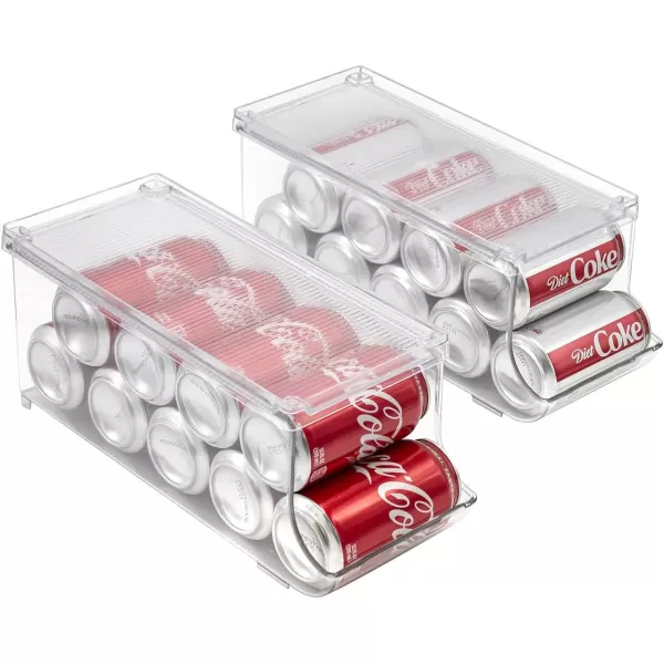 imageSorbus Soda Can Organizer for Counter Depth Refrigerator Stackable Can Holder Dispenser with Lid for Fridge Pantry Freezer  Holds 9 Cans Each BPAFree Clear Design 4PackStandard Can