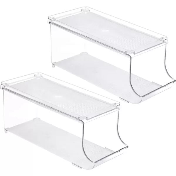 imageSorbus Soda Can Organizer for Counter Depth Refrigerator Stackable Can Holder Dispenser with Lid for Fridge Pantry Freezer  Holds 9 Cans Each BPAFree Clear Design 4PackStandard Can