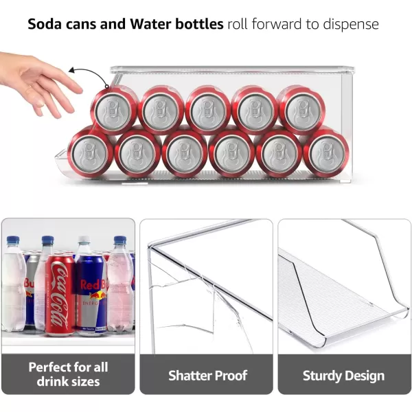 imageSorbus Soda Can Organizer for Refrigerator 3 Variety Sizes Standard Soda Cans Holder Skinny Can Dispenser ampamp Water Bottle Organizer Can Organizers for Fridge Pantry Freezer 3 Variety sizeLidded