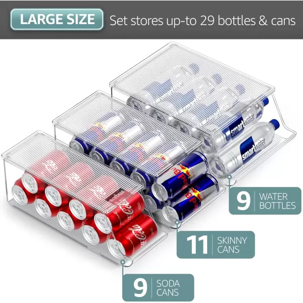 imageSorbus Soda Can Organizer for Refrigerator 3 Variety Sizes Standard Soda Cans Holder Skinny Can Dispenser ampamp Water Bottle Organizer Can Organizers for Fridge Pantry Freezer 3 Variety sizeLidded