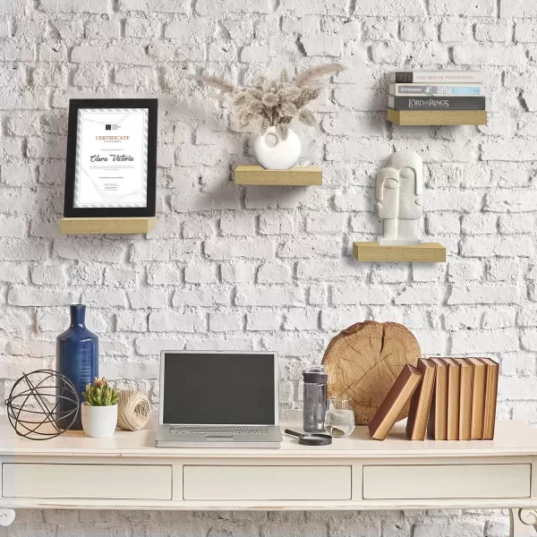 imageSorbus Square Floating Shelf for Wall  3 Small Shelves with Invisible Mounting Brackets for Living Room Decor Bedroom Bathroom Decor Home ampamp Kitchen  9quot White Wall Shelf to Display Photos TrophiesMaple Wood