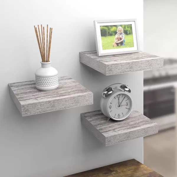 imageSorbus Square Floating Shelf for Wall  3 Small Shelves with Invisible Mounting Brackets for Living Room Decor Bedroom Bathroom Decor Home ampamp Kitchen  9quot White Wall Shelf to Display Photos TrophiesRustic White