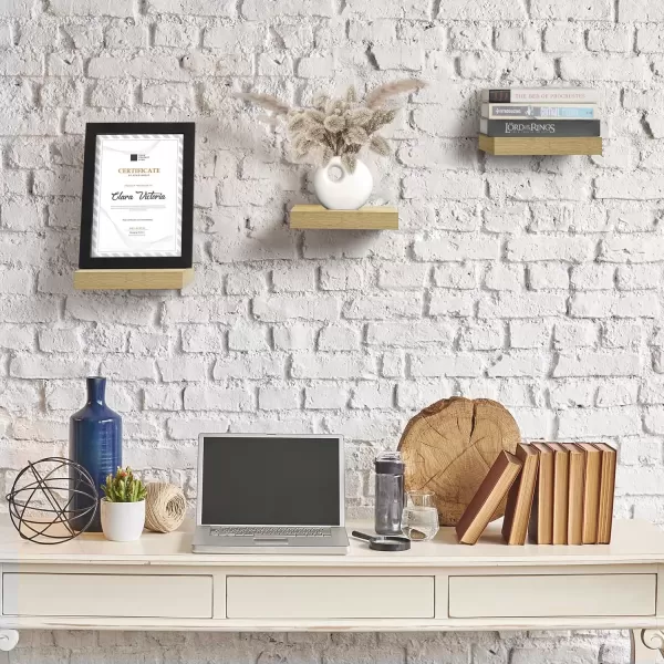 imageSorbus Square Floating Shelf for Wall  3 Small Shelves with Invisible Mounting Brackets for Living Room Decor Bedroom Bathroom Decor Home ampamp Kitchen  9quot White Wall Shelf to Display Photos TrophiesMaple Wood