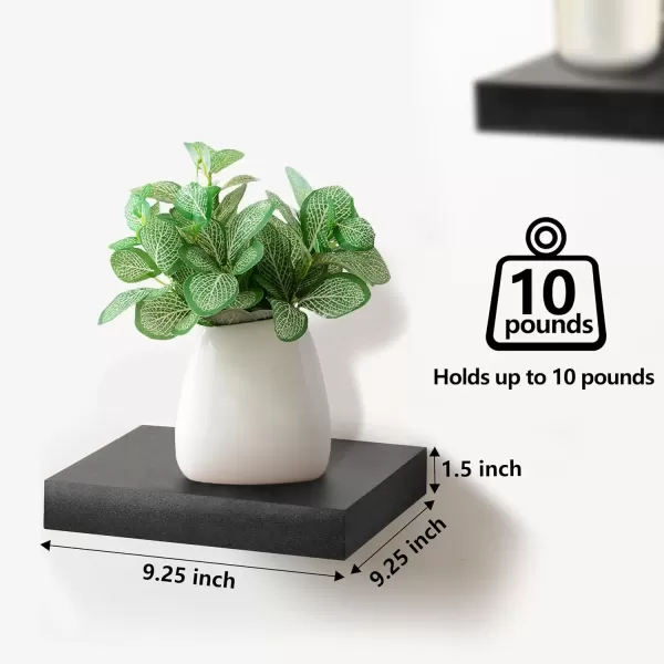 imageSorbus Square Floating Shelf for Wall  3 Small Shelves with Invisible Mounting Brackets for Living Room Decor Bedroom Bathroom Decor Home ampamp Kitchen  9quot White Wall Shelf to Display Photos TrophiesBlack