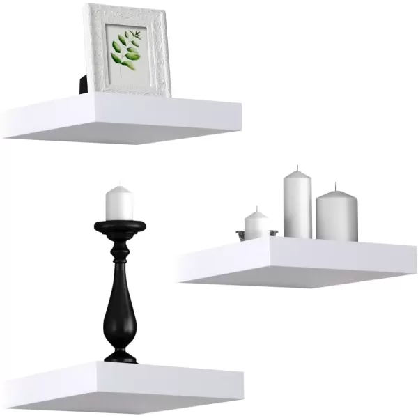 imageSorbus Square Floating Shelf for Wall  3 Small Shelves with Invisible Mounting Brackets for Living Room Decor Bedroom Bathroom Decor Home ampamp Kitchen  9quot White Wall Shelf to Display Photos TrophiesWhite