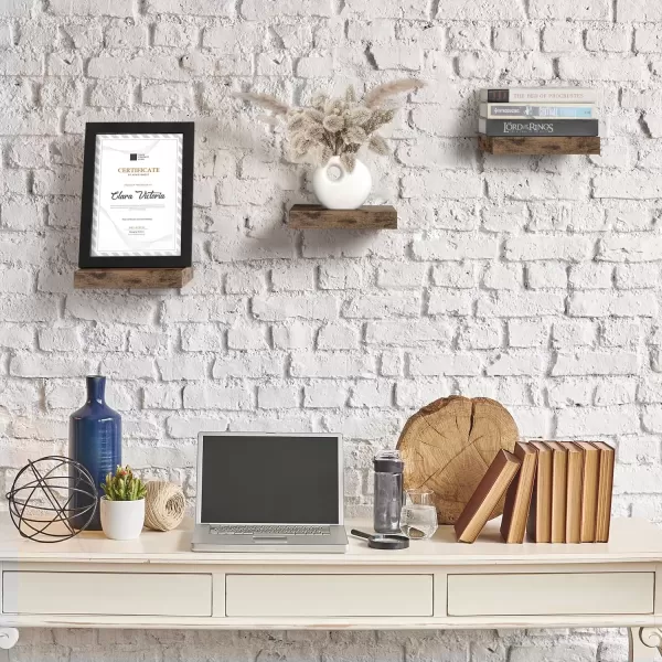 imageSorbus Square Floating Shelf for Wall  3 Small Shelves with Invisible Mounting Brackets for Living Room Decor Bedroom Bathroom Decor Home ampamp Kitchen  9quot White Wall Shelf to Display Photos TrophiesMahogany