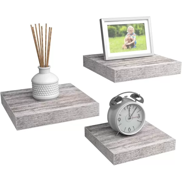 imageSorbus Square Floating Shelf for Wall  3 Small Shelves with Invisible Mounting Brackets for Living Room Decor Bedroom Bathroom Decor Home ampamp Kitchen  9quot White Wall Shelf to Display Photos TrophiesRustic White