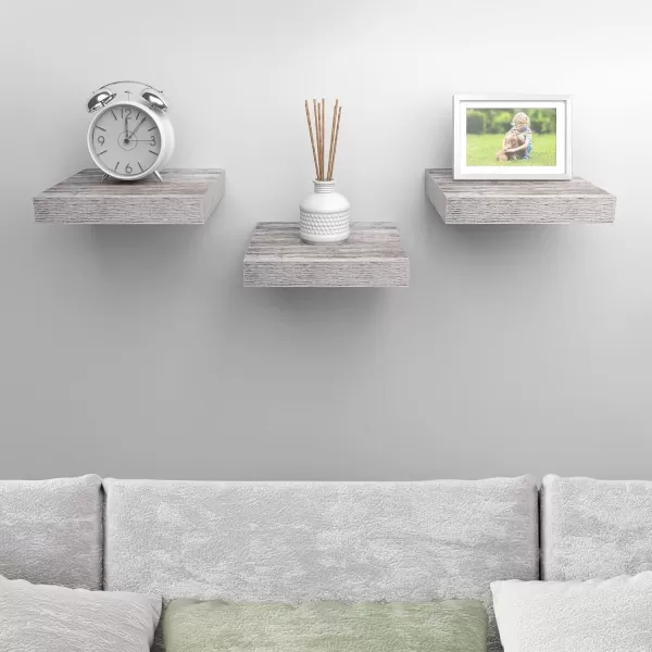 imageSorbus Square Floating Shelf for Wall  3 Small Shelves with Invisible Mounting Brackets for Living Room Decor Bedroom Bathroom Decor Home ampamp Kitchen  9quot White Wall Shelf to Display Photos TrophiesRustic White