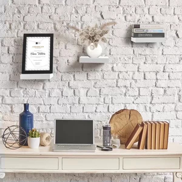 imageSorbus Square Floating Shelf for Wall  3 Small Shelves with Invisible Mounting Brackets for Living Room Decor Bedroom Bathroom Decor Home ampamp Kitchen  9quot White Wall Shelf to Display Photos TrophiesWhite