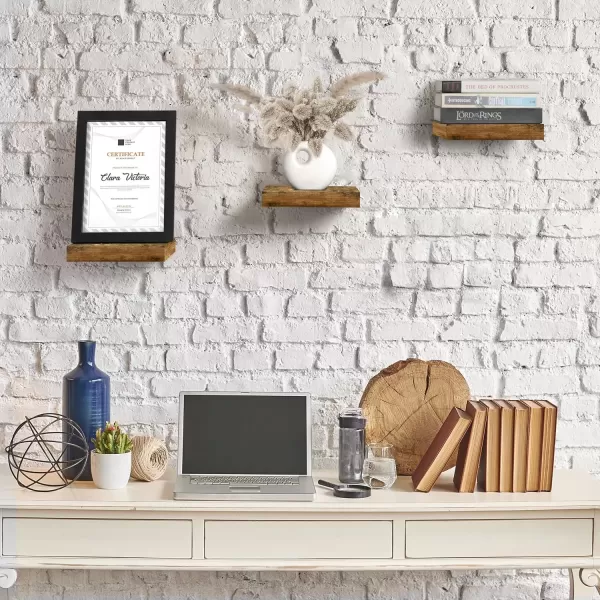 imageSorbus Square Floating Shelf for Wall  3 Small Shelves with Invisible Mounting Brackets for Living Room Decor Bedroom Bathroom Decor Home ampamp Kitchen  9quot White Wall Shelf to Display Photos TrophiesWalnut