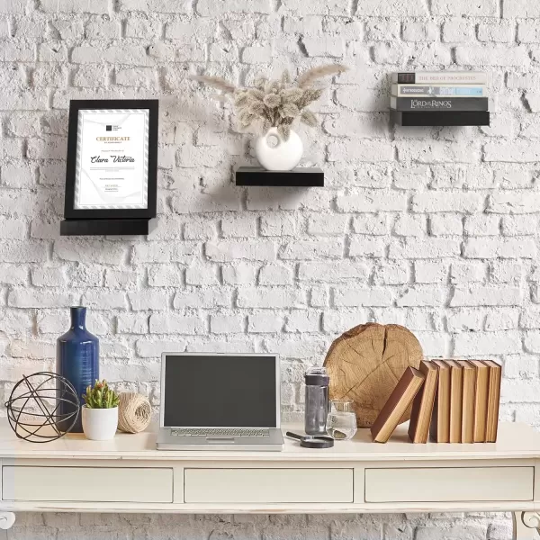 imageSorbus Square Floating Shelf for Wall  3 Small Shelves with Invisible Mounting Brackets for Living Room Decor Bedroom Bathroom Decor Home ampamp Kitchen  9quot White Wall Shelf to Display Photos TrophiesBlack