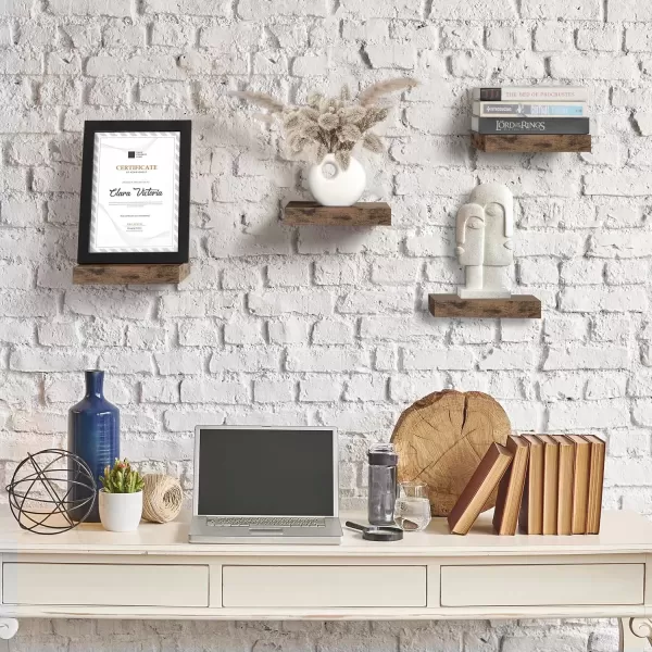 imageSorbus Square Floating Shelf for Wall  3 Small Shelves with Invisible Mounting Brackets for Living Room Decor Bedroom Bathroom Decor Home ampamp Kitchen  9quot White Wall Shelf to Display Photos TrophiesMahogany