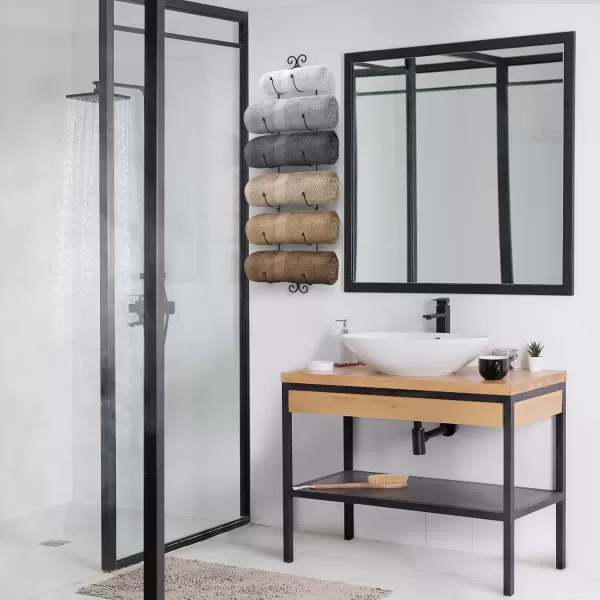 imageSorbus Towel Rack Wall Mounted  Metal Towel Holder for Bathroom Wall Washcloth Rolled Bath Towels Spa Gym Camper Rv Shelf Cabinet  6 Level Wine Rack Wall Mounted for Kitchen Bar Wine Cellar