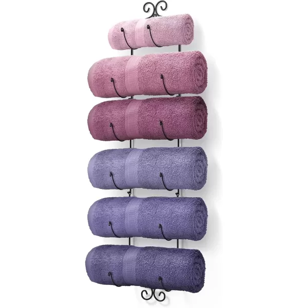 imageSorbus Towel Rack Wall Mounted  Metal Towel Holder for Bathroom Wall Washcloth Rolled Bath Towels Spa Gym Camper Rv Shelf Cabinet  6 Level Wine Rack Wall Mounted for Kitchen Bar Wine Cellar