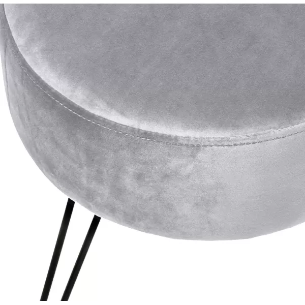 imageSorbus Velvet Footrest Stool Round MidCentury Modern Luxe Velvet Ottoman Footstool Side Table Removable Metal Leg Design Gray