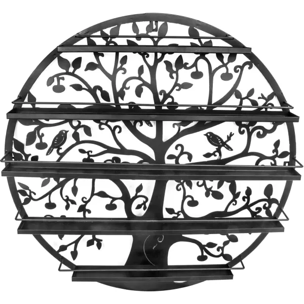 imageSorbus Wall Mounted 5 Tier Nail Polish Rack Holder  Tree Silhouette Round Metal Salon Wall Art Display BlackBlack