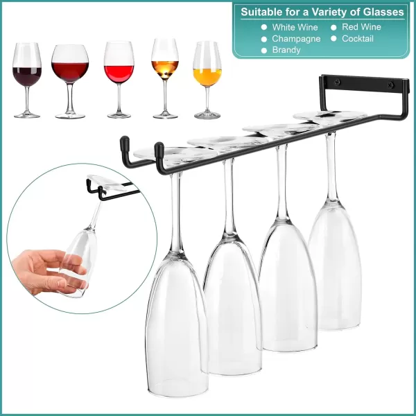 imageSorbus Wine Glass Holder  12 Inch Wall Mounted Wine Glass Rack for Under Cabinet Organization and Storage  Kitchen Shelves for Home Bar Holds Up to 4 Stemware Wine Glasses Each 8 Total 2 Pack1 Pack
