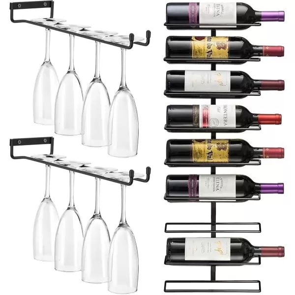 imageSorbus Wine Glass Holder  12 Inch Wall Mounted Wine Glass Rack for Under Cabinet Organization and Storage  Kitchen Shelves for Home Bar Holds Up to 4 Stemware Wine Glasses Each 8 Total 2 Pack1 Pack