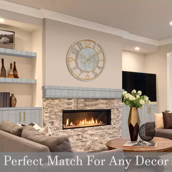 imageSorbus Wooden Modern Wall Clock  Large Wall Clock for Living Room Decor  24Inch Big Wall Clock Decorative Battery Operated Analog Large Clock  Ideal for Modern Wall Decor Living Room BlackGray