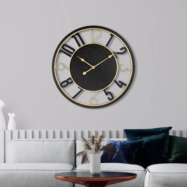 imageSorbus Wooden Modern Wall Clock  Large Wall Clock for Living Room Decor  24Inch Big Wall Clock Decorative Battery Operated Analog Large Clock  Ideal for Modern Wall Decor Living Room BlackBlack