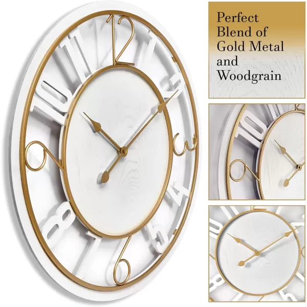 imageSorbus Wooden Modern Wall Clock  Large Wall Clock for Living Room Decor  24Inch Big Wall Clock Decorative Battery Operated Analog Large Clock  Ideal for Modern Wall Decor Living Room BlackWhite