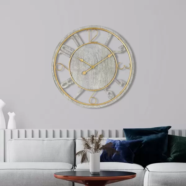 imageSorbus Wooden Modern Wall Clock  Large Wall Clock for Living Room Decor  24Inch Big Wall Clock Decorative Battery Operated Analog Large Clock  Ideal for Modern Wall Decor Living Room BlackGray