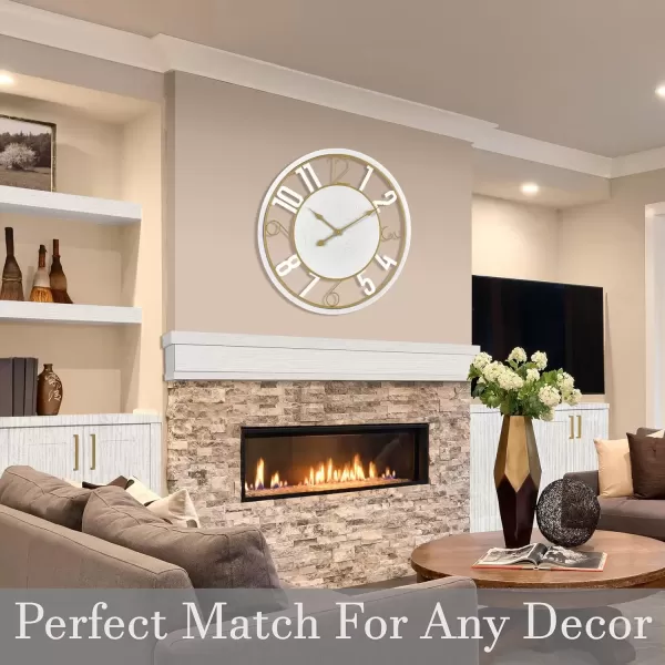 imageSorbus Wooden Modern Wall Clock  Large Wall Clock for Living Room Decor  24Inch Big Wall Clock Decorative Battery Operated Analog Large Clock  Ideal for Modern Wall Decor Living Room BlackWhite