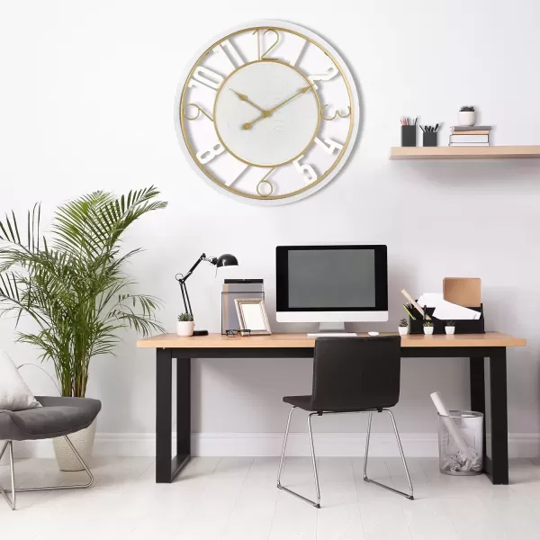 imageSorbus Wooden Modern Wall Clock  Large Wall Clock for Living Room Decor  24Inch Big Wall Clock Decorative Battery Operated Analog Large Clock  Ideal for Modern Wall Decor Living Room BlackWhite