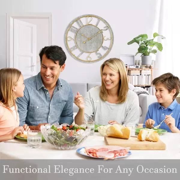 imageSorbus Wooden Modern Wall Clock  Large Wall Clock for Living Room Decor  24Inch Big Wall Clock Decorative Battery Operated Analog Large Clock  Ideal for Modern Wall Decor Living Room BlackGray