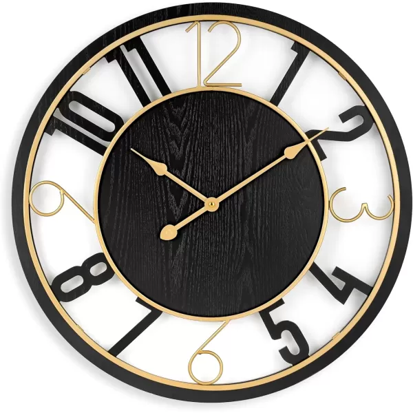 imageSorbus Wooden Modern Wall Clock  Large Wall Clock for Living Room Decor  24Inch Big Wall Clock Decorative Battery Operated Analog Large Clock  Ideal for Modern Wall Decor Living Room BlackBlack