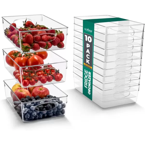 imageSorbus 10Pack Small Clear Plastic Organizing Bins  Clear Bins for Organizing Refrigerator Organizers Fridge Organizer Pantry Storage Kitchen Organizer and Pantry Organizers and Storage BinsXL