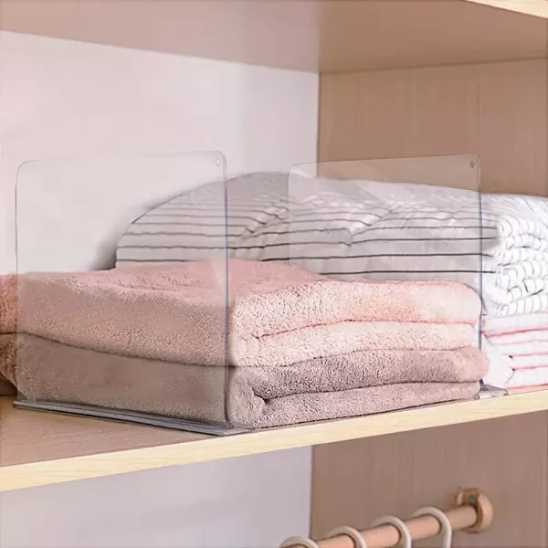 imageSorbus Acrylic Adhesive Shelf Divider Organizers wSelf Adhesive Tape Great for Closet Organization Clothes Linens Purse Separators Kitchen Cabinets Bedroom 6Pack Clear 11x1x8Clear 11x1x8