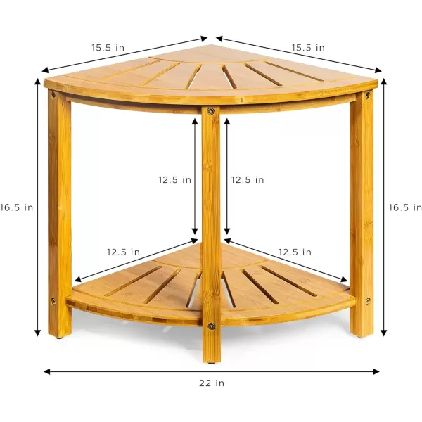imageSorbus Bamboo Shower Stool  Corner Bath Bench  Waterproof Wood Chair for Inside Shower  Bathtub Seat with Shelf for Shaving Legs  Small Corner Step Stool Foot Rest for Bathroom Bamboo Side Table