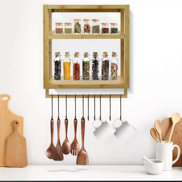 imageSorbus Bamboo Wall Mounted Rack for Bathroom Kitchen ampamp More