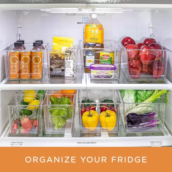 imageSorbus Clear Plastic Storage Bins  Fridge Organization and Storage Solution Acrylic Kitchen Cabinet and Pantry Organizer Fridge Organizer Bins in 3 Sizes 6 Pack 2 Small 2 Medium 2 Large