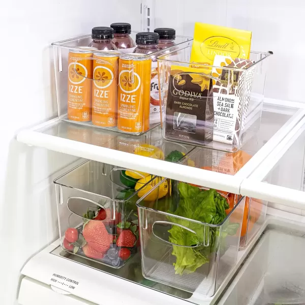 imageSorbus Clear Plastic Storage Bins  Fridge Organization and Storage Solution Acrylic Kitchen Cabinet and Pantry Organizer Fridge Organizer Bins in 3 Sizes 6 Pack 2 Small 2 Medium 2 Large