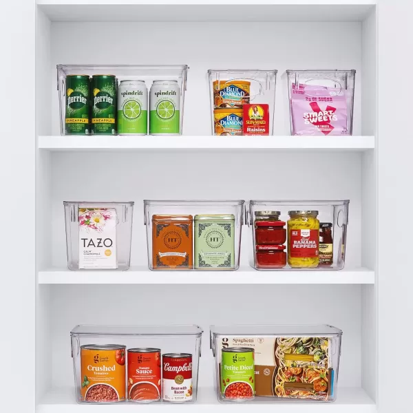 imageSorbus Clear Plastic Storage Bins  Fridge Organization and Storage Solution Acrylic Kitchen Cabinet and Pantry Organizer Fridge Organizer Bins in 3 Sizes 6 Pack 2 Small 2 Medium 2 Large