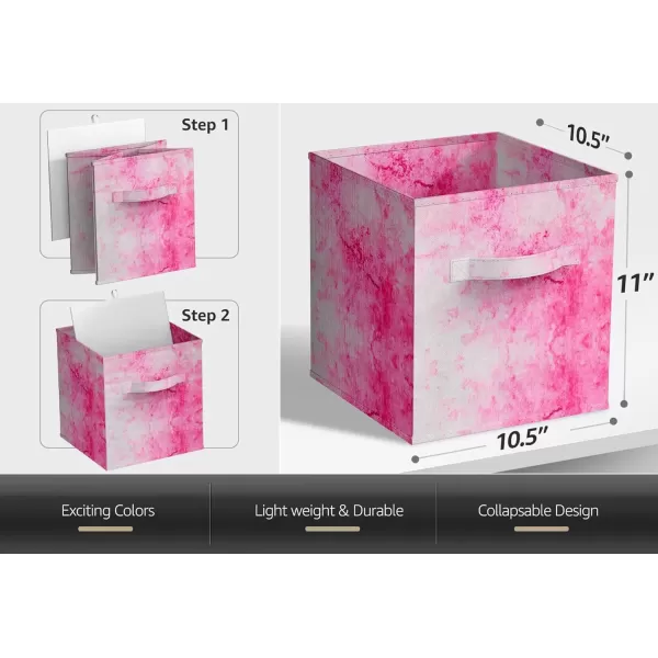 imageSorbus Fabric Storage Cubes  6 Foldable Tie Dye Storage Bins for Organizing Cubbies Toy Box  Clothes Storage ampamp Closet Organizer  11 Inch Collapsible Cube Baskets for Shelves with Handle Tie DyePink