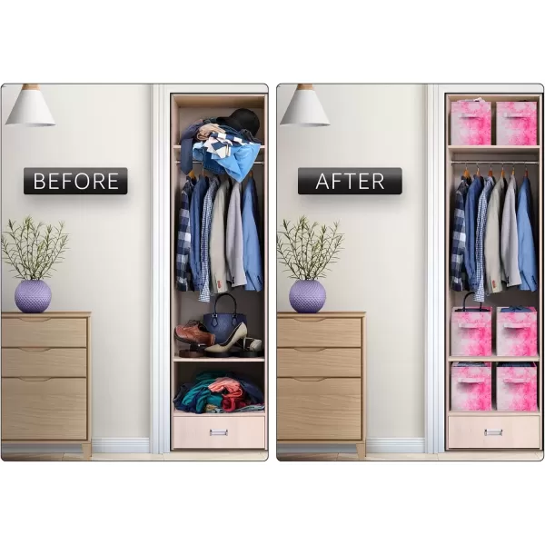imageSorbus Fabric Storage Cubes  6 Foldable Tie Dye Storage Bins for Organizing Cubbies Toy Box  Clothes Storage ampamp Closet Organizer  11 Inch Collapsible Cube Baskets for Shelves with Handle Tie DyePink