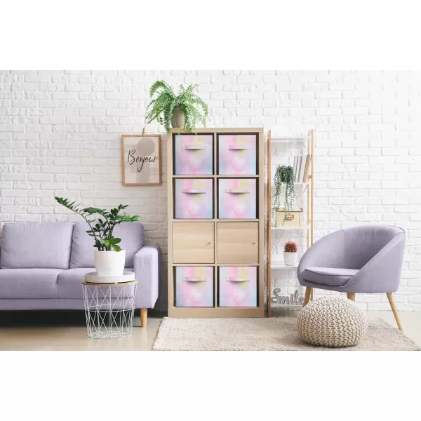 imageSorbus Fabric Storage Cubes  6 Foldable Tie Dye Storage Bins for Organizing Cubbies Toy Box  Clothes Storage ampamp Closet Organizer  11 Inch Collapsible Cube Baskets for Shelves with Handle Tie DyeRainbow Sparkle