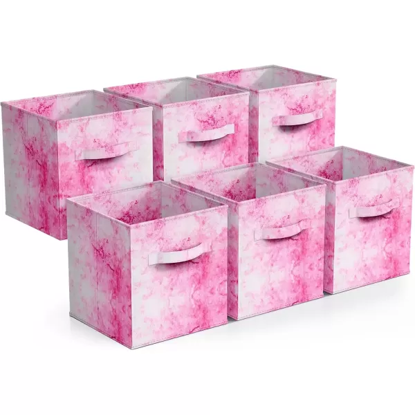 imageSorbus Fabric Storage Cubes  6 Foldable Tie Dye Storage Bins for Organizing Cubbies Toy Box  Clothes Storage ampamp Closet Organizer  11 Inch Collapsible Cube Baskets for Shelves with Handle Tie DyePink