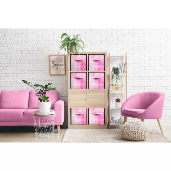 imageSorbus Fabric Storage Cubes  6 Foldable Tie Dye Storage Bins for Organizing Cubbies Toy Box  Clothes Storage ampamp Closet Organizer  11 Inch Collapsible Cube Baskets for Shelves with Handle Tie DyePink