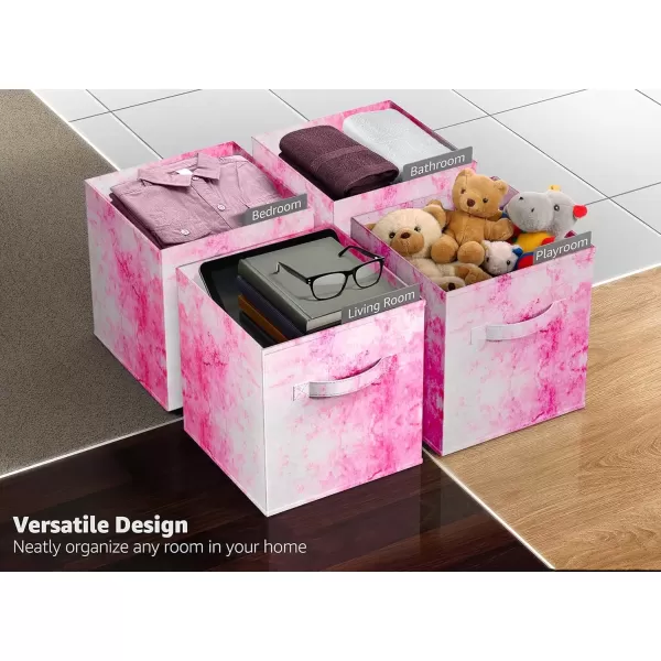 imageSorbus Fabric Storage Cubes  6 Foldable Tie Dye Storage Bins for Organizing Cubbies Toy Box  Clothes Storage ampamp Closet Organizer  11 Inch Collapsible Cube Baskets for Shelves with Handle Tie DyePink
